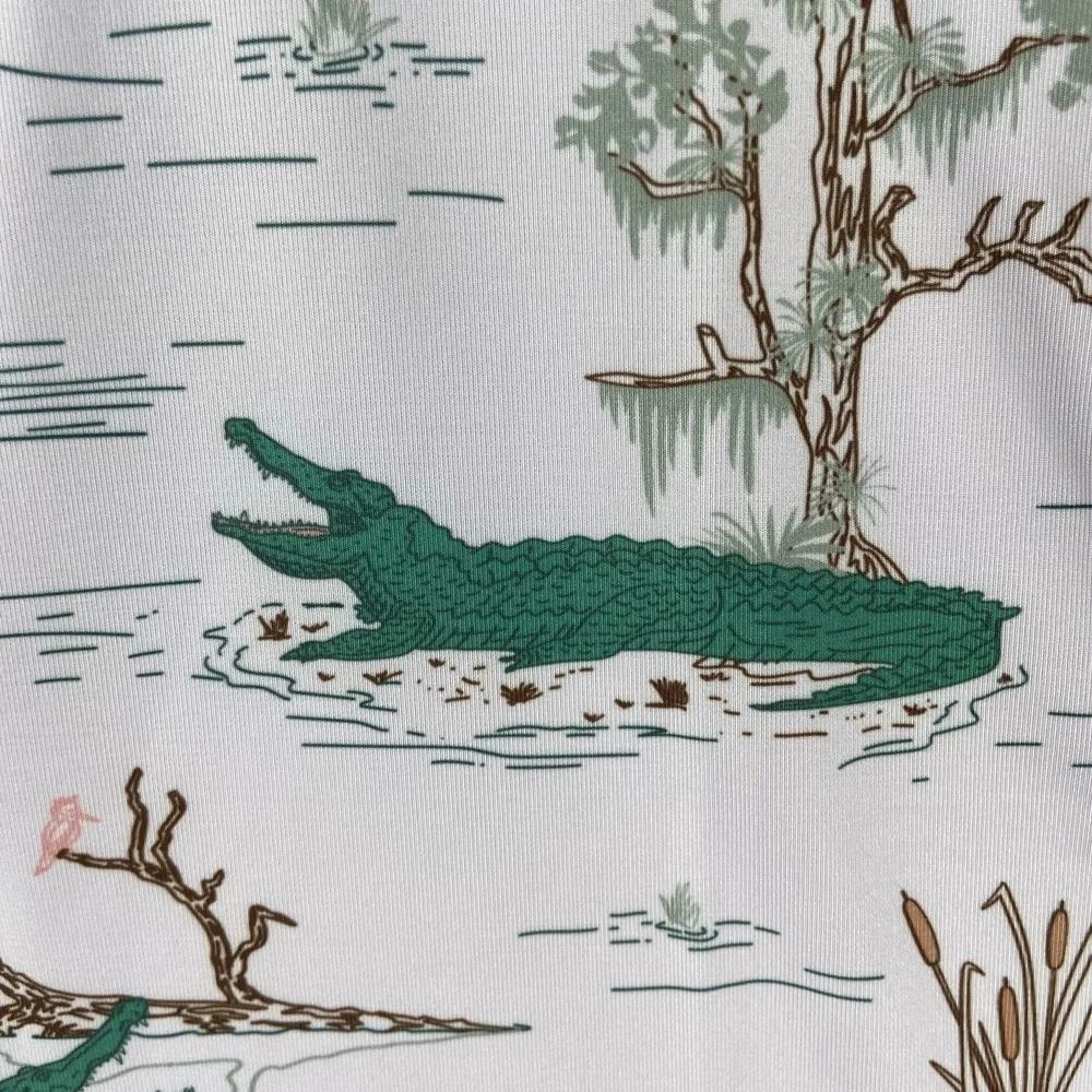 Waggle Golf Shirt Mens Medium Polo Performance Alligator Water Hazard AOP NWT - Picture 7 of 13